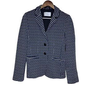 Marella Emme Women's Blazer Sport Coat Jacket Blue Geometric Two Button Size 10